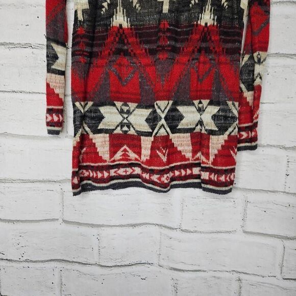 Denim & Supply Ralph Lauren Knit Long Sleeve Aztec Sweater Womens Small Gray Red - Picture 8 of 11